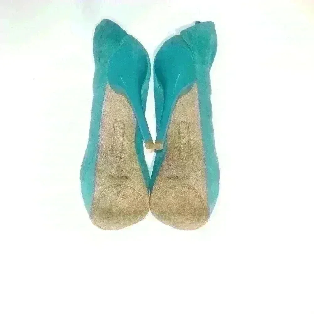Dollhouse turquoise blue bowed stiletto